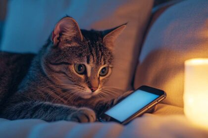 gatto e smartphone