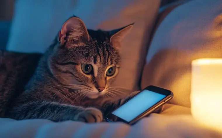 gatto e smartphone