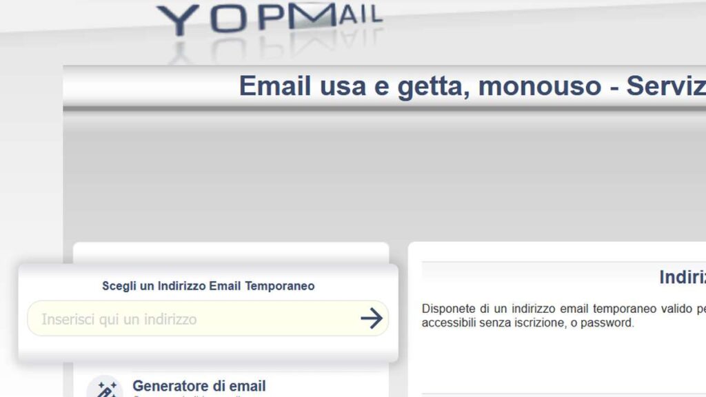 Yopmail registrazione