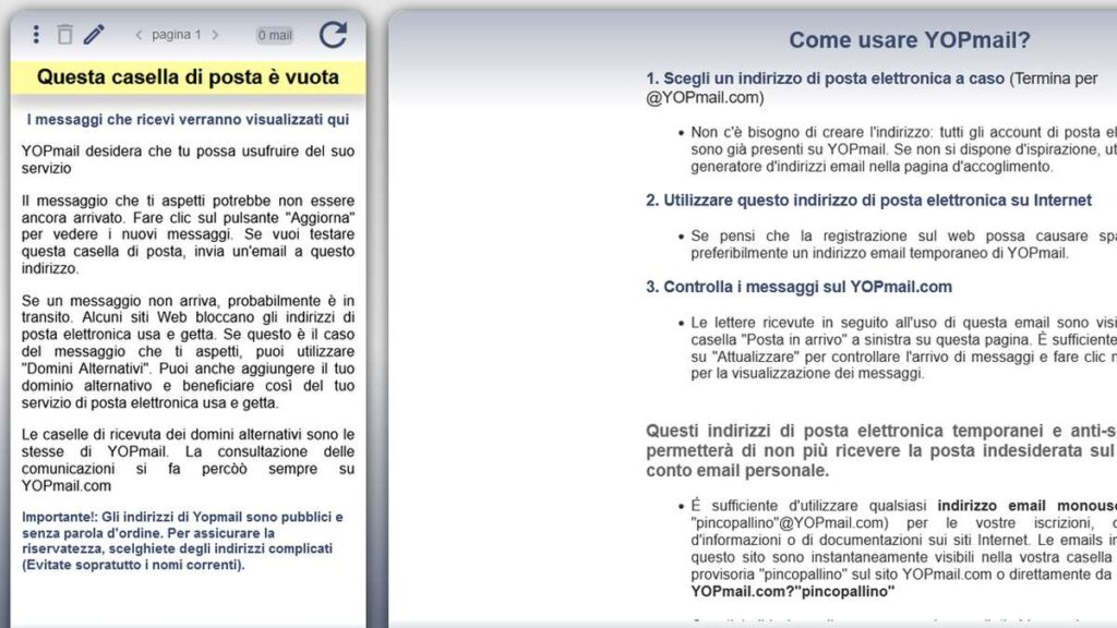 yopmail casella di posta