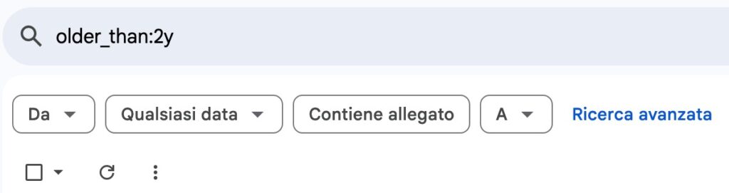 filtra per data Gmail