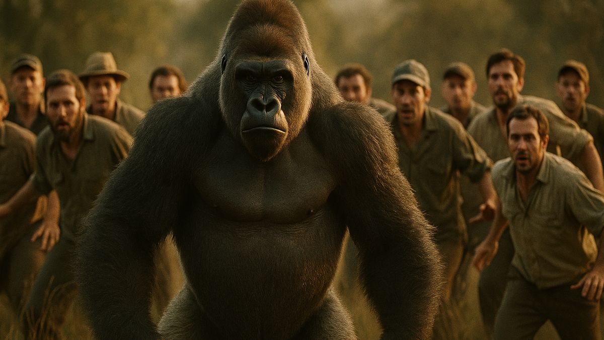 gorilla vs 100 uomini