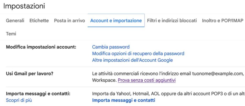 cambiare password Gmail da PC