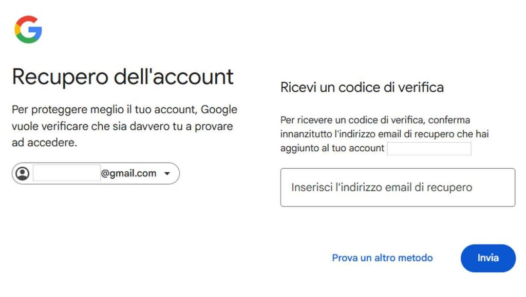 recupero password Gmail