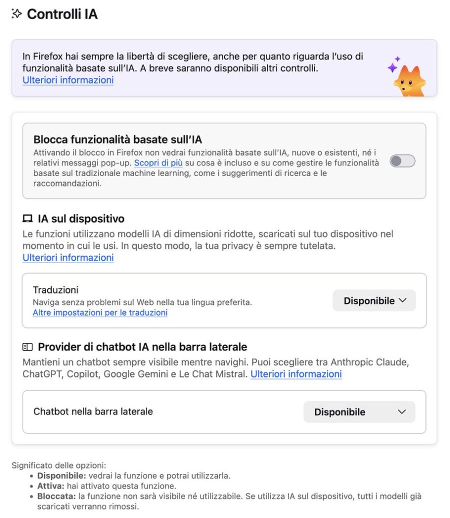 Firefox controlli AI